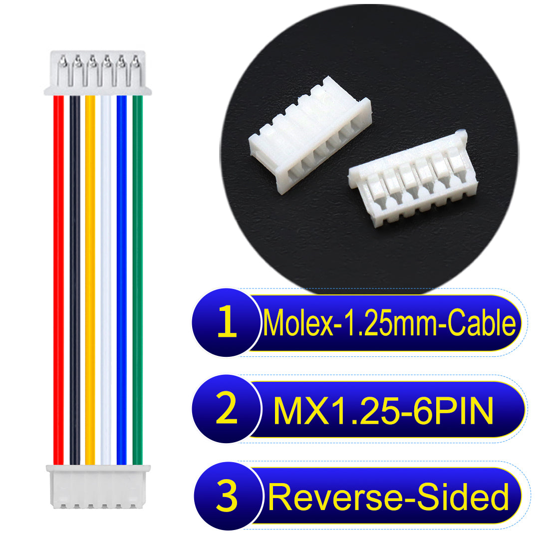 Molex 1.25mm Picoblade 6Pin Reverse-Side-Head 28AWG UL1571 Cable for compact and reliable connections.