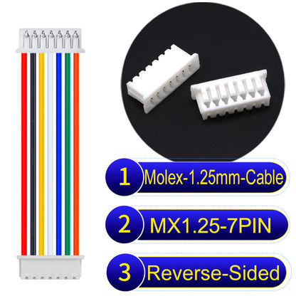 Molex 1.25mm Picoblade 7Pin Reverse-Side-Head 28AWG UL1571 Cable for compact and reliable connections.