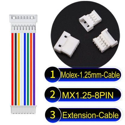 Molex 1.25mm Picoblade 8Pin Male Female Extension 28AWG UL1571 Cable for compact and reliable connections.
