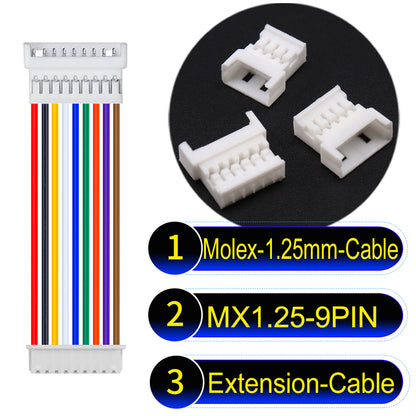 Molex 1.25mm Picoblade 9Pin Male Female Extension 28AWG UL1571 Cable for compact and reliable connections.
