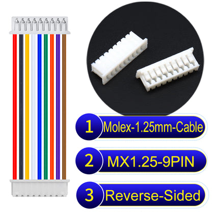 Molex 1.25mm Picoblade 9Pin Reverse-Side-Head 28AWG UL1571 Cable for compact and reliable connections.