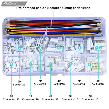 Display of different wire colors included in Molex connector kit