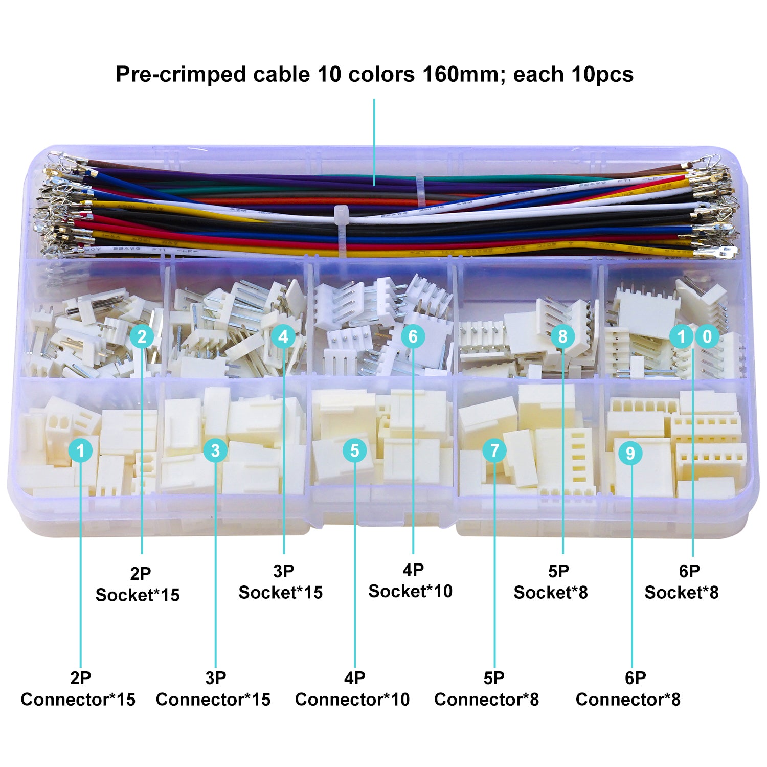 Close-up view of Molex KK254 MX2.54 male and female connector housings