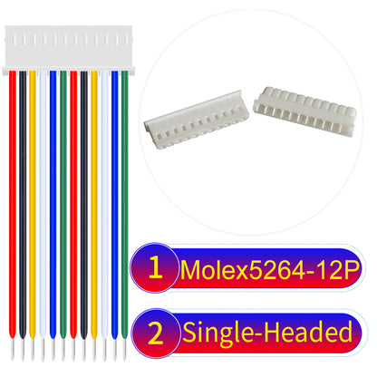 High-quality Molex KK 2.54mm MX5264 12Pin single-headed cable, 22AWG PVC material, ideal for LED power and electronics.