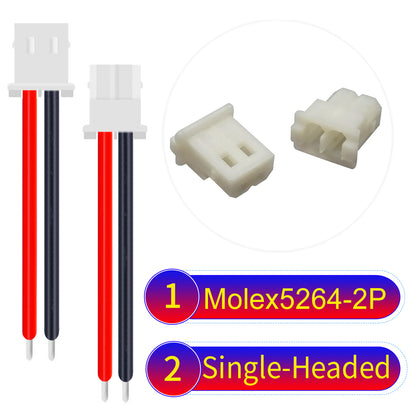 High-quality Molex KK 2.54mm MX5264 2Pin single-headed cable, 22AWG PVC material, ideal for LED power and electronics.