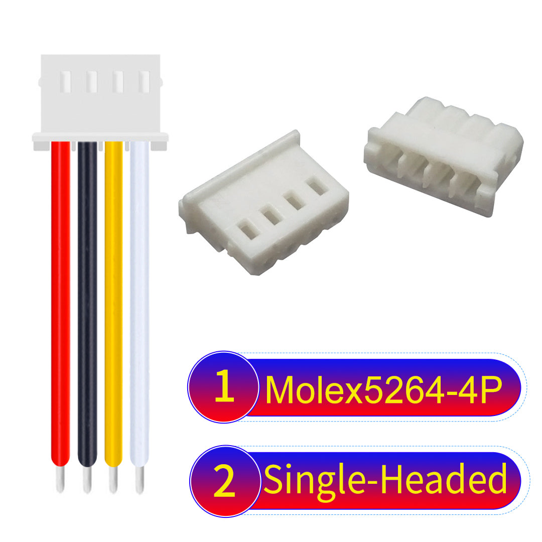 High-quality Molex KK 2.54mm MX5264 4Pin single-headed cable, 22AWG PVC material, ideal for LED power and electronics.