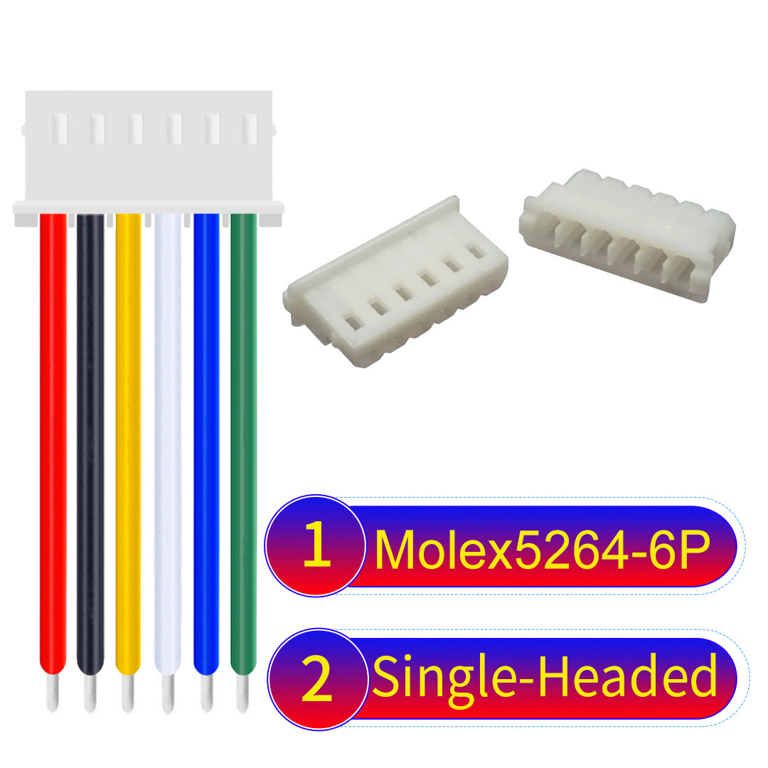 High-quality Molex KK 2.54mm MX5264 6Pin single-headed cable, 22AWG PVC material, ideal for LED power and electronics.