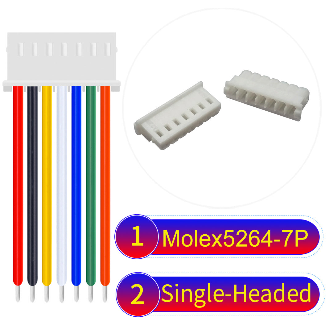 High-quality Molex KK 2.54mm MX5264 7Pin single-headed cable, 22AWG PVC material, ideal for LED power and electronics.