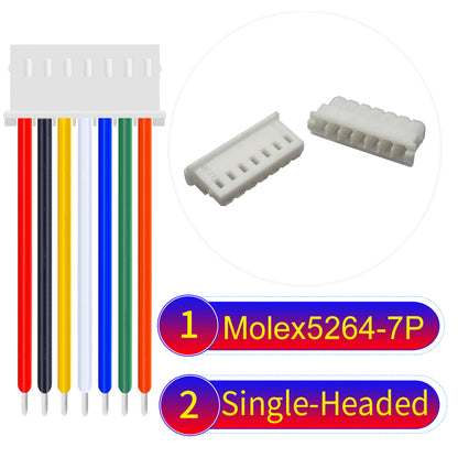 High-quality Molex KK 2.54mm MX5264 7Pin single-headed cable, 22AWG PVC material, ideal for LED power and electronics.