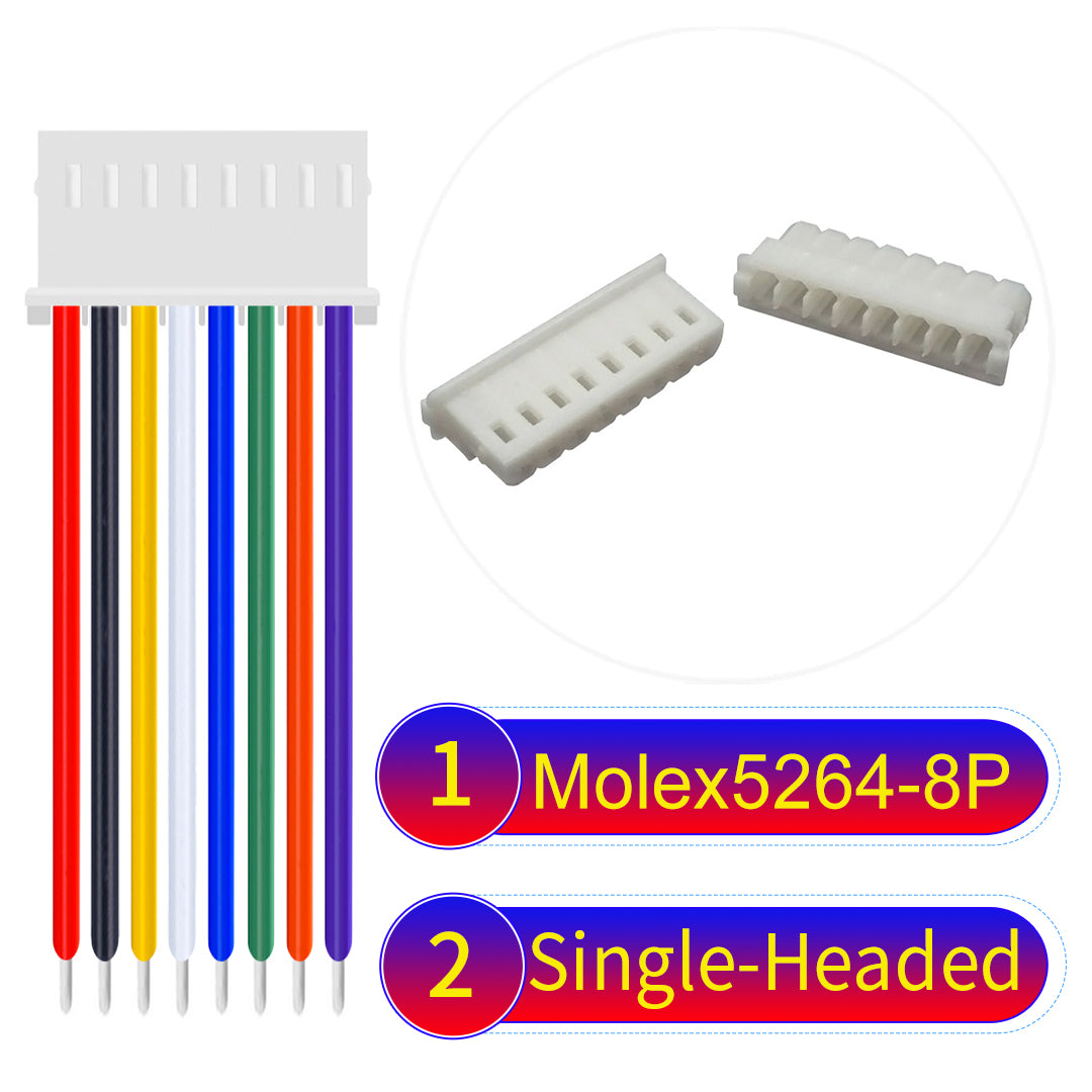 High-quality Molex KK 2.54mm MX5264 8Pin single-headed cable, 22AWG PVC material, ideal for LED power and electronics.