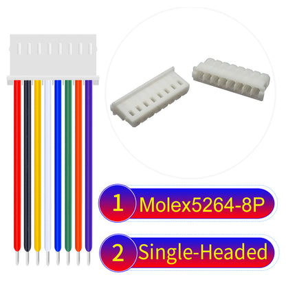 High-quality Molex KK 2.54mm MX5264 8Pin single-headed cable, 22AWG PVC material, ideal for LED power and electronics.