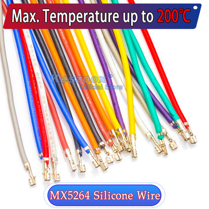 Molex KK 254 2.5mm 5264 pre-crimped terminal silicone cable, 22AWG UL3239 soft wire, heat-resistant up to 200℃, 3KV, 3A, perfect for high-temperature and high-performance applications.