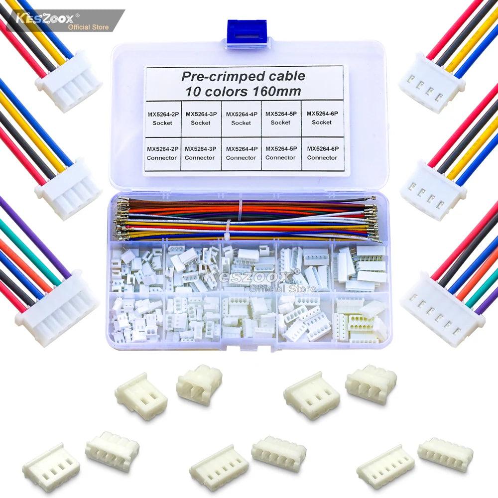 Close-up of Molex MX1.25mm female connector with pre-crimped wire for electronics projects