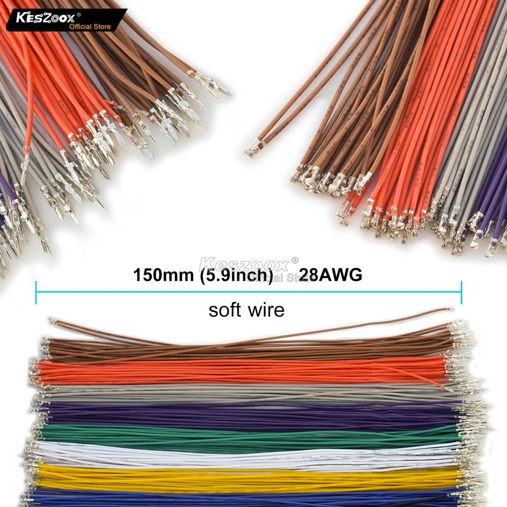 Close-up of Molex MX1.25mm female connector attached to 28AWG pre-crimped wire