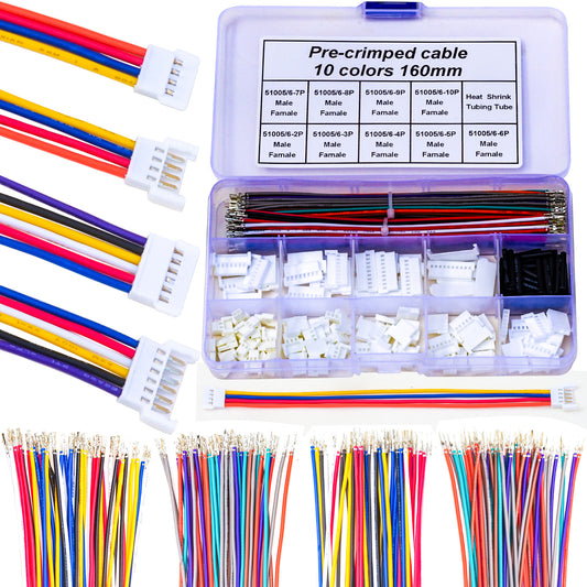 Complete Molex MX2.0 connector kit with premium 22AWG pre-crimped cables