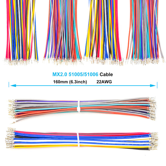 Close-up view of Molex MX2.0 male and female connector housings