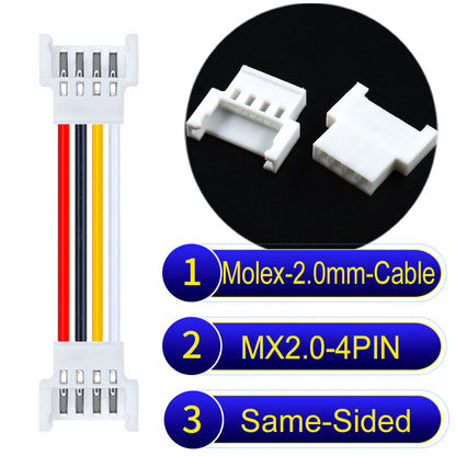 Molex 2.0mm 4Pin Female Same-Side-Head cable, 22AWG UL1007 PVC, durable and compatible with various applications.