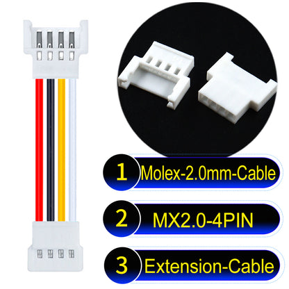 Molex 2.0mm 4Pin maleMale Female Extension Cable, 22AWG UL1007 PVC, durable and compatible with various applications.