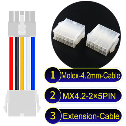 Molex MX4.2mm Dual Row 2×5Pin Mini-Fit Jr Male Female Extension Cable, 18AWG UL1007 PVC-certified material, perfect for efficient and durable connections.
