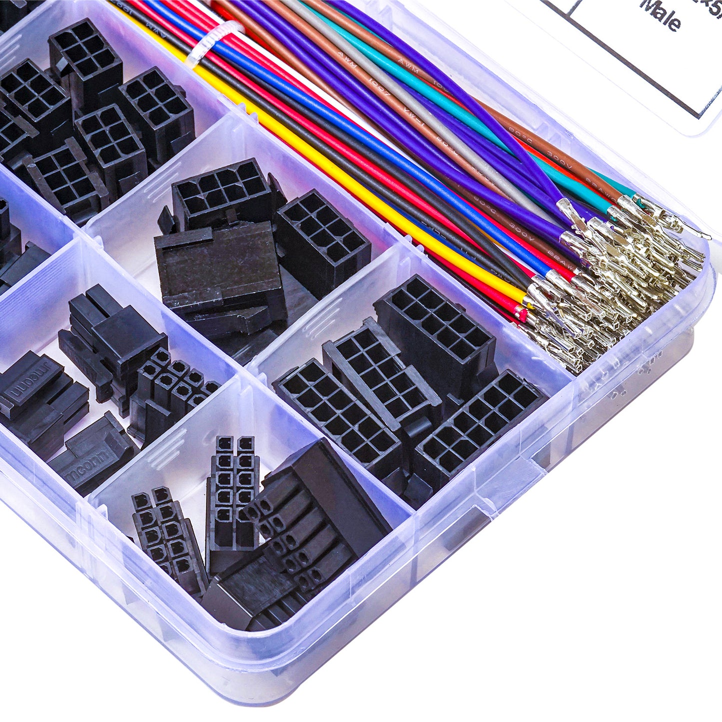 Close-up view of Molex Micro-Fit MX3.0mm male and female connector housings