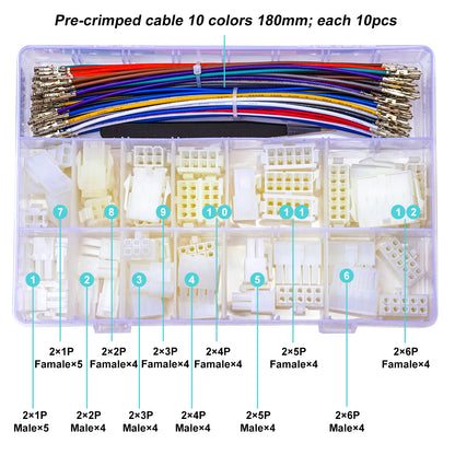 Close-up of Molex Mini-Fit Jr 4.2mm male connector attached to 20AWG PVC cable