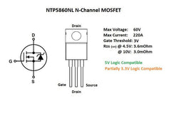 Power MOSFET N-Ch 60V/220A NTP5860NL