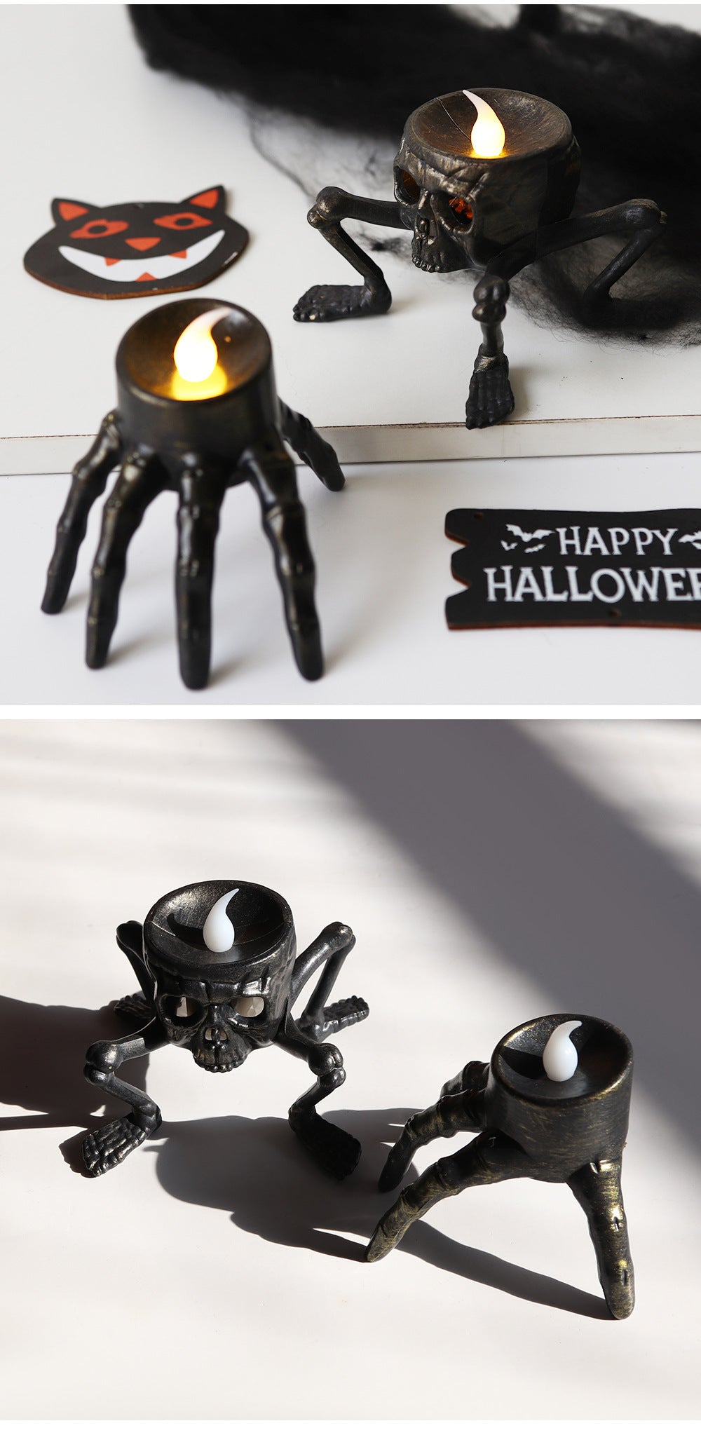 Halloween LED Skull Hand Lantern Light Ghost Lamp Candle Flameless Tea Lights Candle Halloween Party Home Decoration