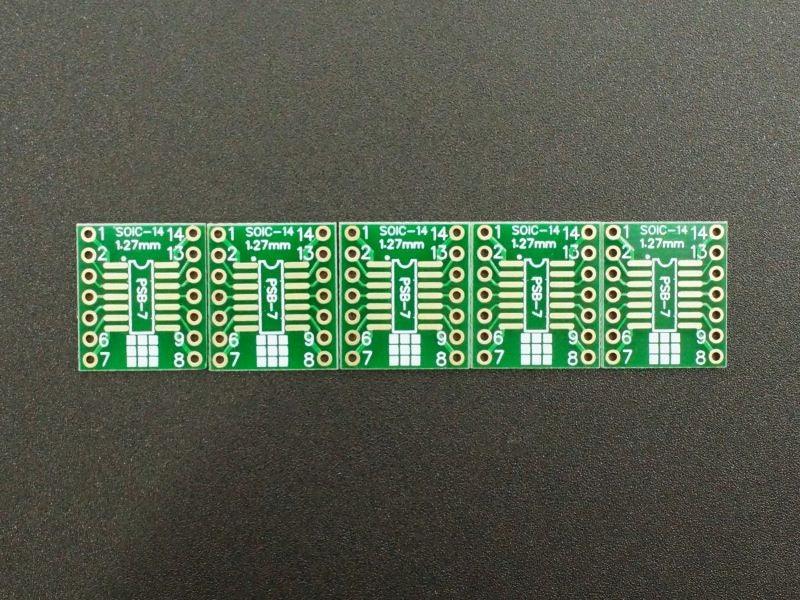 PCB, SOIC/TSSOP-14 to DIP Adapter ENIG (5-Pack)