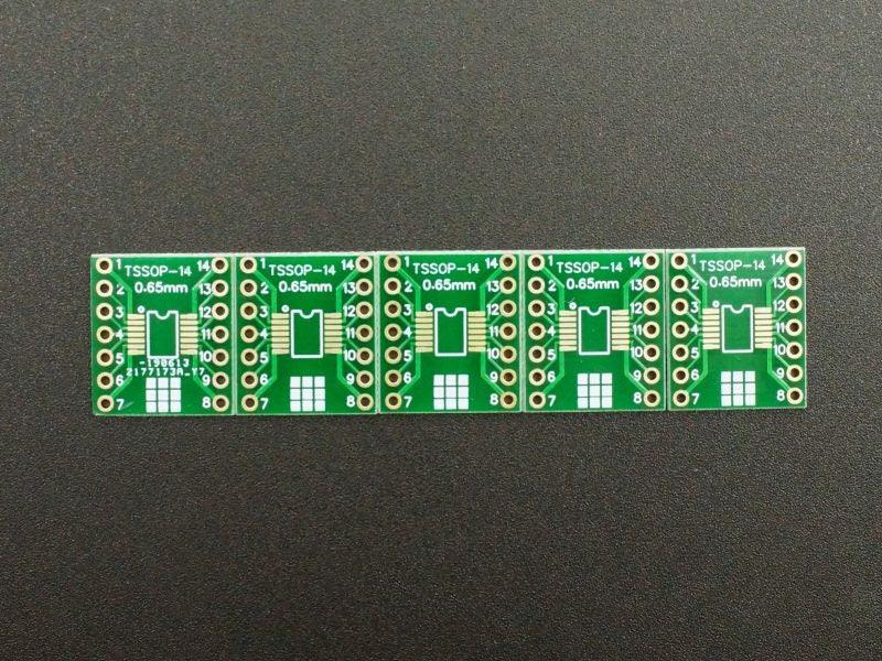 PCB, SOIC/TSSOP-14 to DIP Adapter ENIG (5-Pack)