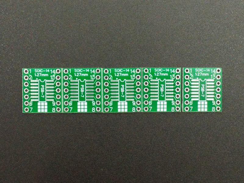 PCB, SOIC/TSSOP-14 to DIP Adapter HASL (5-Pack)