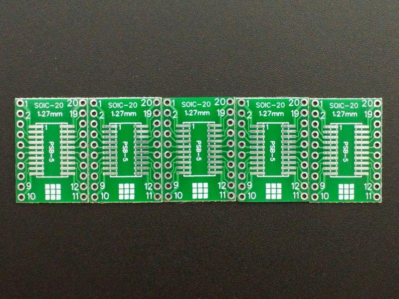 PCB, SOIC/TSSOP-20 to DIP Adapter HASL (5-Pack)