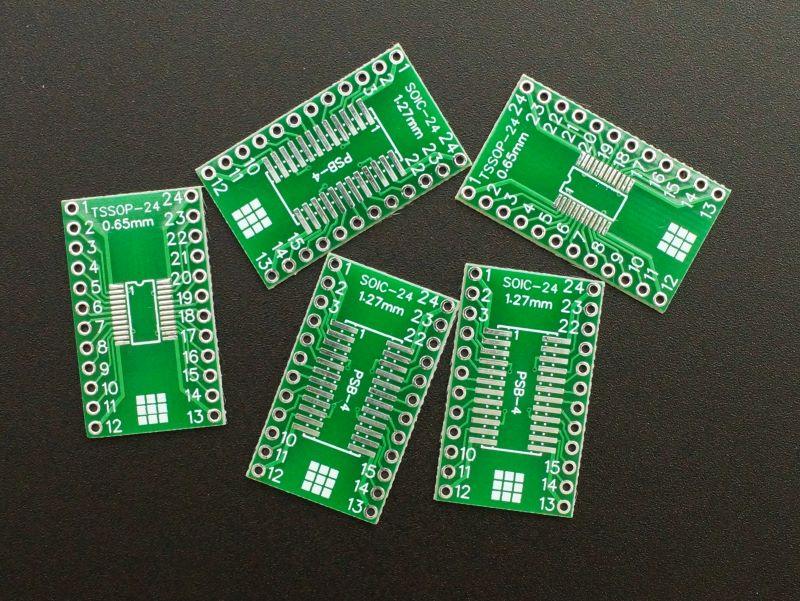 PCB, SOIC/TSSOP-24 to DIP Adapter HASL (5-Pack)