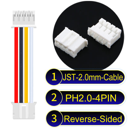 High-quality JST PH2.0 4Pin Reverse-Side-Head cable, made with UL1007-certified PVC, compatible with various devices.