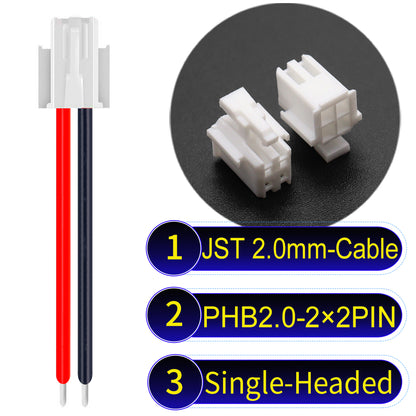 JST PHB2.0 2¡Á2Pin Single-Headed Dual Row with Belt Lock cable , 2.0mm pitch, UL1007-certified PVC, ensuring secure and durable connections for electronics and appliances.