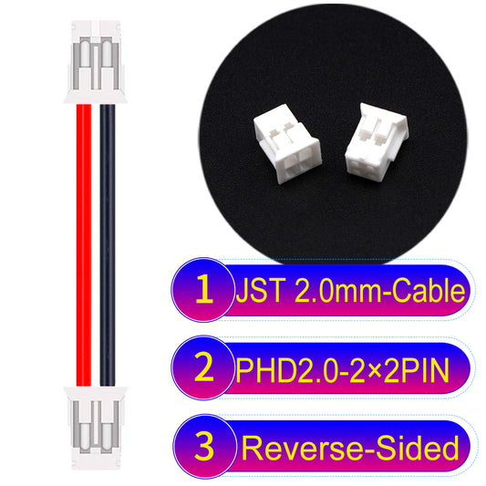 JST PHD2.0 dual-row 2×2Pin Reverse-Side-Head cable, 2.0mm pitch, UL1007-certified PVC, ensuring secure and high-density connections for various applications.