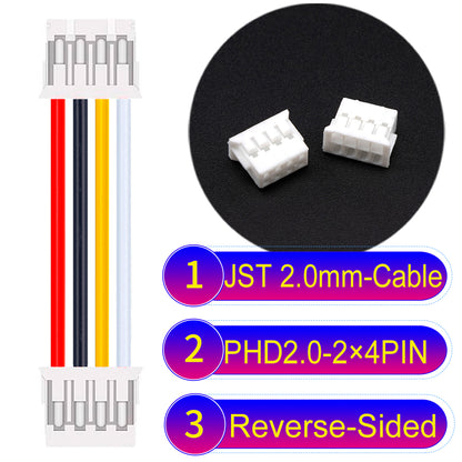 JST PHD2.0 dual-row 2×4Pin Reverse-Side-Head cable, 2.0mm pitch, UL1007-certified PVC, ensuring secure and high-density connections for various applications.