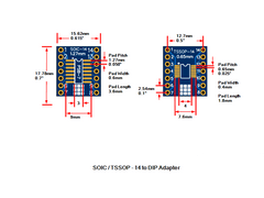 PCB, SOIC/TSSOP-14 to DIP Adapter ENIG (5-Pack)