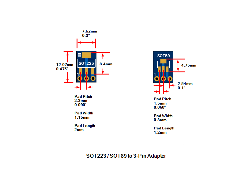 PCB, SOT223 / SOT89 Adapter HASL (5-Pack)