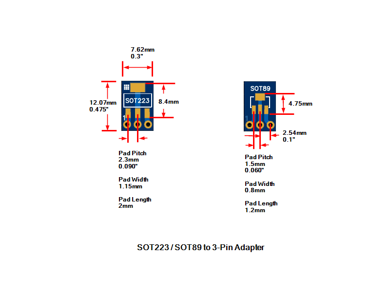 PCB, SOT223 / SOT89 Adapter ENIG (5-Pack)