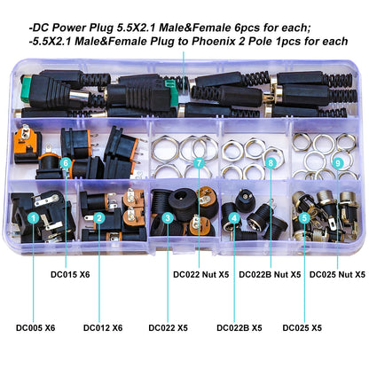 Sturdy 5.5 x 2.1mm DC female panel mount jack socket for electronics and power supply installation