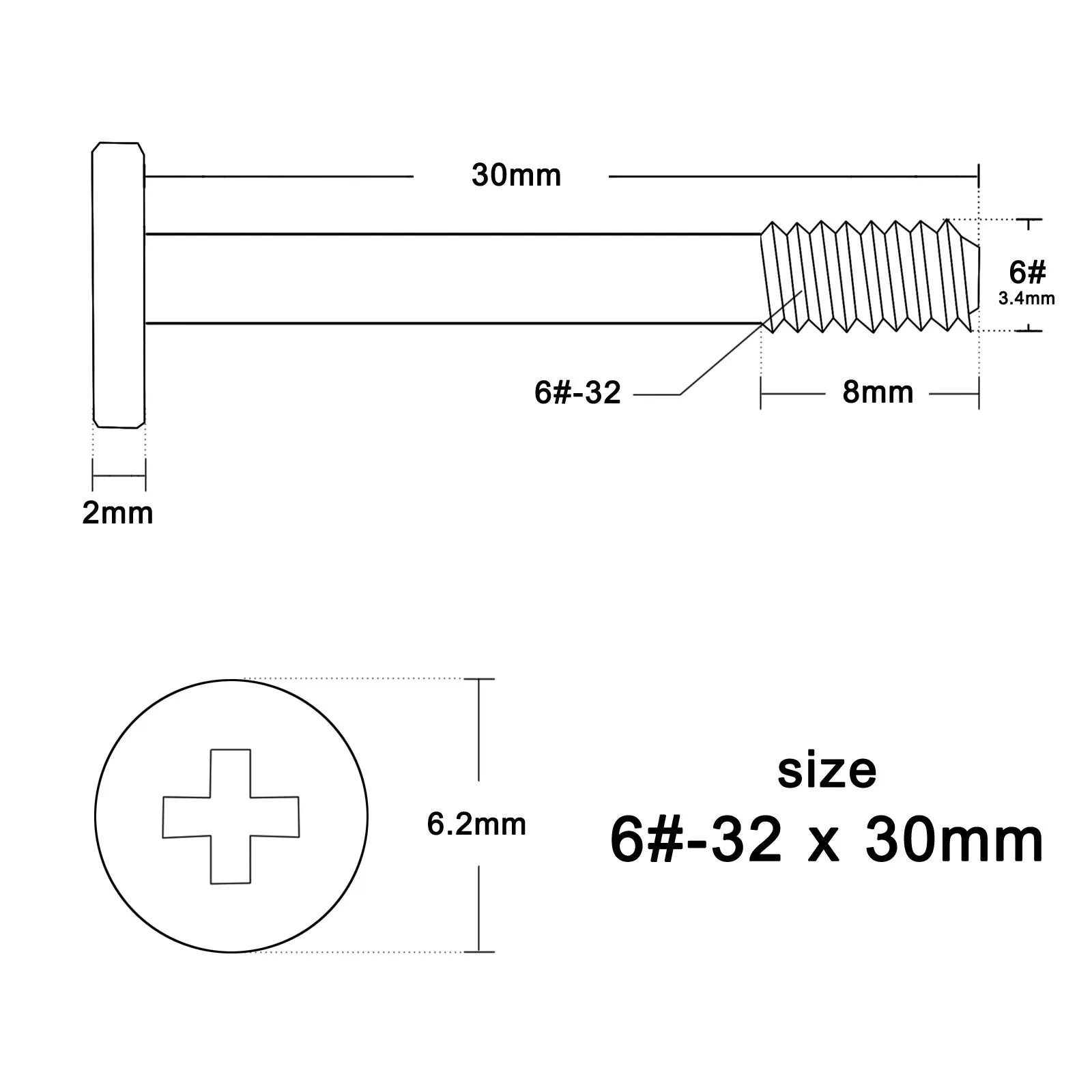 6#-32x30mm Phillips Flat Head Mount Screw for PC Case Video Card Cooler Radiator Water Cooling Fan DIY Computer Keszoox
