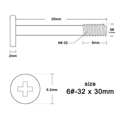 6#-32x30mm Phillips Flat Head Mount Screw for PC Case Video Card Cooler Radiator Water Cooling Fan DIY Computer Keszoox