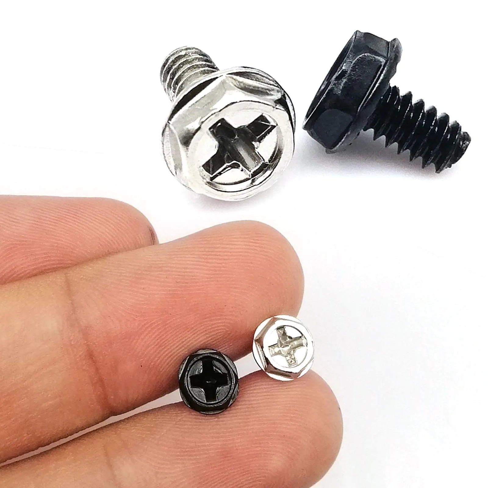 Black Silver 6#-32x5/6/8mm PC Case Power Supply PSU Hard Drive Motherboard Phillips Head Mount Fix Screw for DIY Computer Keszoox
