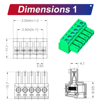 Terminal block 3.5mm size drawing