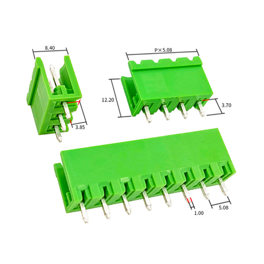 5.08mm green straight pin header, MC 1,5/…-ST-5.08 series, front angle

