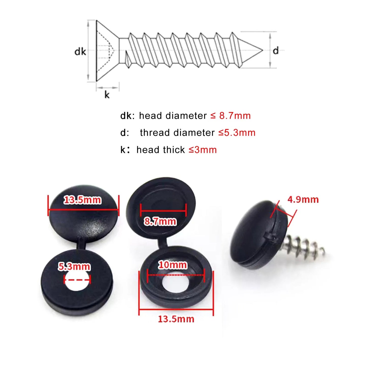 Protective_decorative_cover_for_furniture_and_car_plastic_self-tapping_screw_bolt