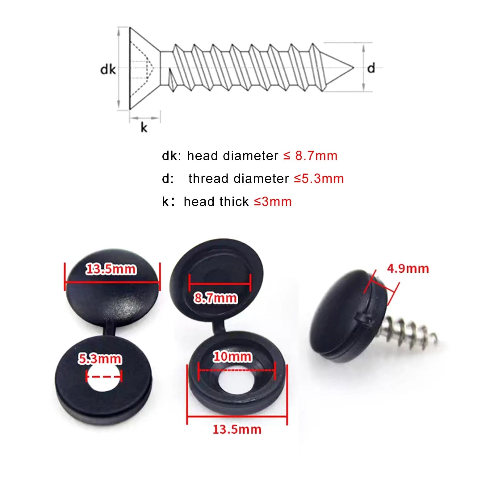 Protective_decorative_cover_for_furniture_and_car_plastic_self-tapping_screw_bolt