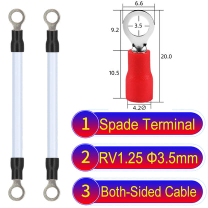 RV1.25_3.5mm_both_sided_ring_terminal_18AWG_insulated_cable_White_connector