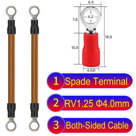 RV1.25_4mm_both_sided_ring_terminal_18AWG_insulated_cable_Brown_connector