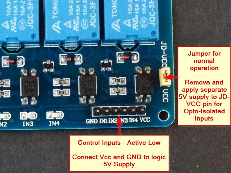 Relay Module 5V x 4 Relay w/ Opto-isolation